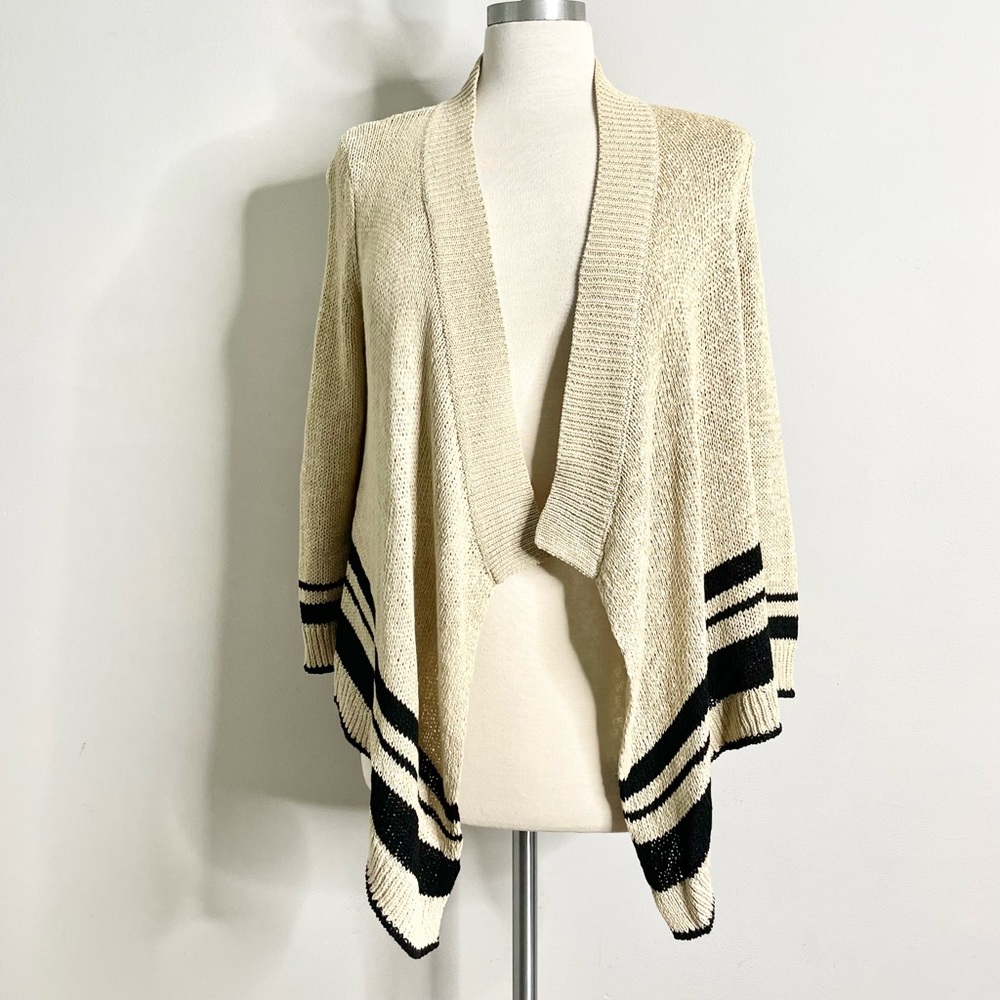 ANN TAYLOR LOFT Linen Blend Open Front Cardigan Sweater